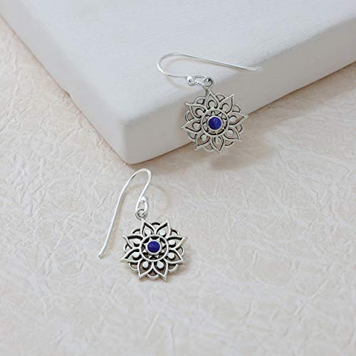 Boma Jewelry Sterling Silver Bohemian Lotus Flower Dangle Earrings3