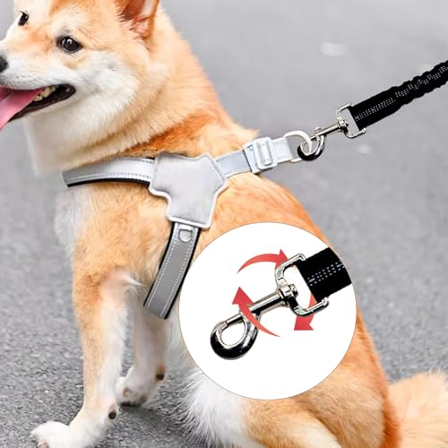 Generisch Ruckdämpfer Hund 45cm, Hundeleine Nylon mit Tiger Zahn Metallclip, Reflektierend Leinenverlängerung für zum Joggen, Radfahren, Spazierengehen