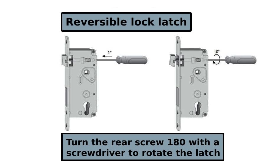 bricoleva.it Interior Door Lock, Lock for Door Door Locks with or without Key (Patent Lock, Satin Chrome) - Image 2