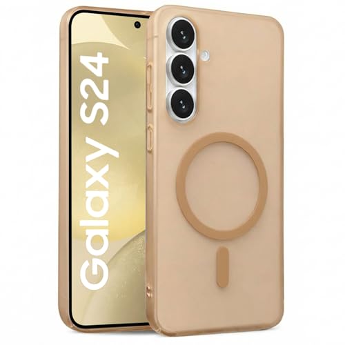 Image of DIZORO Matte Case for Samsung Galaxy S24 Compatible with MagSafe, Camera Lens Full Protection, Shockproof Translucent Frosted TPU Soft Phone Cover, Anti-Fingerprint (Desert)