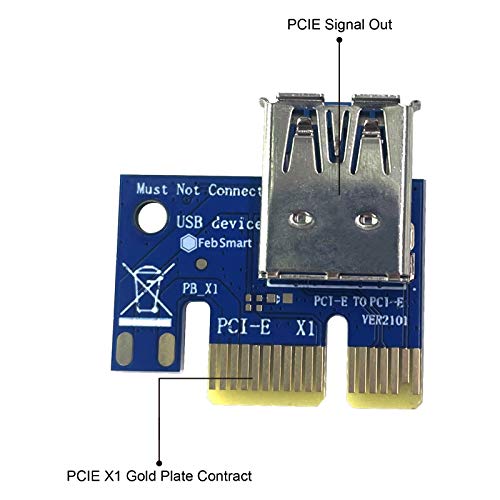 image for FebSmart PCI-E Riser for Bitcoin Litecoin ETH Coin Mining 6 PIN Powere