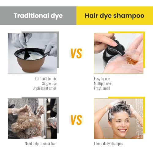 Image of KINGMING Hair Dye Shampoo 3 in 1 for Gray Hair (Deep Black)