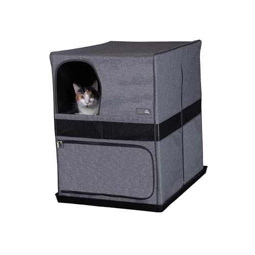 Image of Pet Gear Pro Pawty for Cats with littertraX Mat, Put an end to Scattered Litter, Foldable, Easy Clean, Litterbox not Included, Grey
