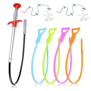 Sukudon 7Pcs Drain Unblocker Afvoer Haar Remover Sink Klomp Relief Auger Cleaning Tool Kit Voor Aanrecht Badkamer…