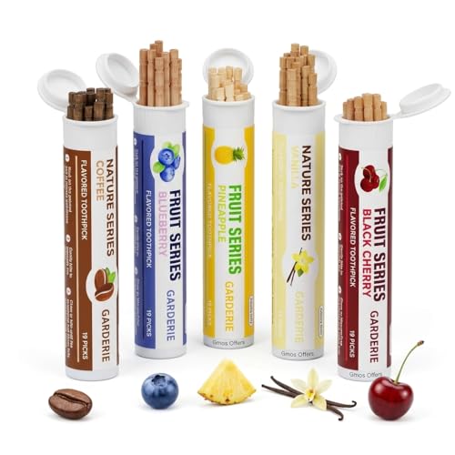 Premium Infused Flavored Toothpicks for Adults Quit Smoking Nicotine Free Caffeine & Energy Boost Oral Fixation & Stress Cravings Relief (Variety Pack of 5 95 Count) Non-GMO Kosher Vegan
