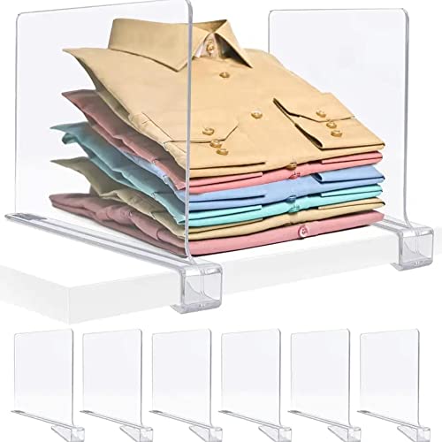 Kepuarm 6 Pack Acrylic Shelf Dividers, Clear Acrylic Closet Organizers for Closets Book Shelves, Kitchen, Office, Bathroom - Image 4