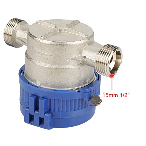 Cold Water Meter 15mm 1/2 inch Water Flow Meter with Accessories for Garden & Home