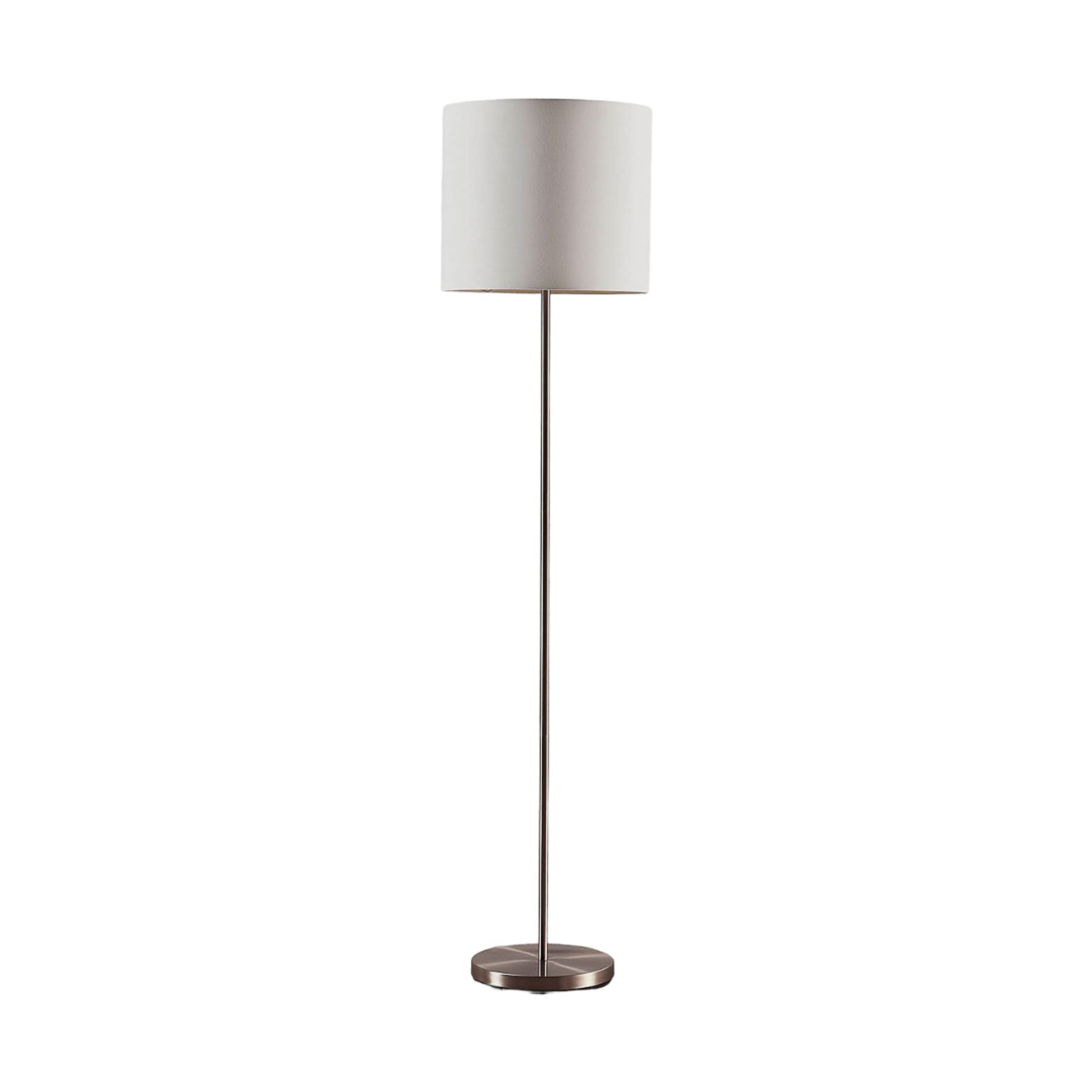 Lindby Textil Stehlampe weiß, Stehleuchte Stoff Lampenschirm mit Fußschalter 1x E27 max. 60W (ohne Leuchtmittel) Leselampe Standleuchte