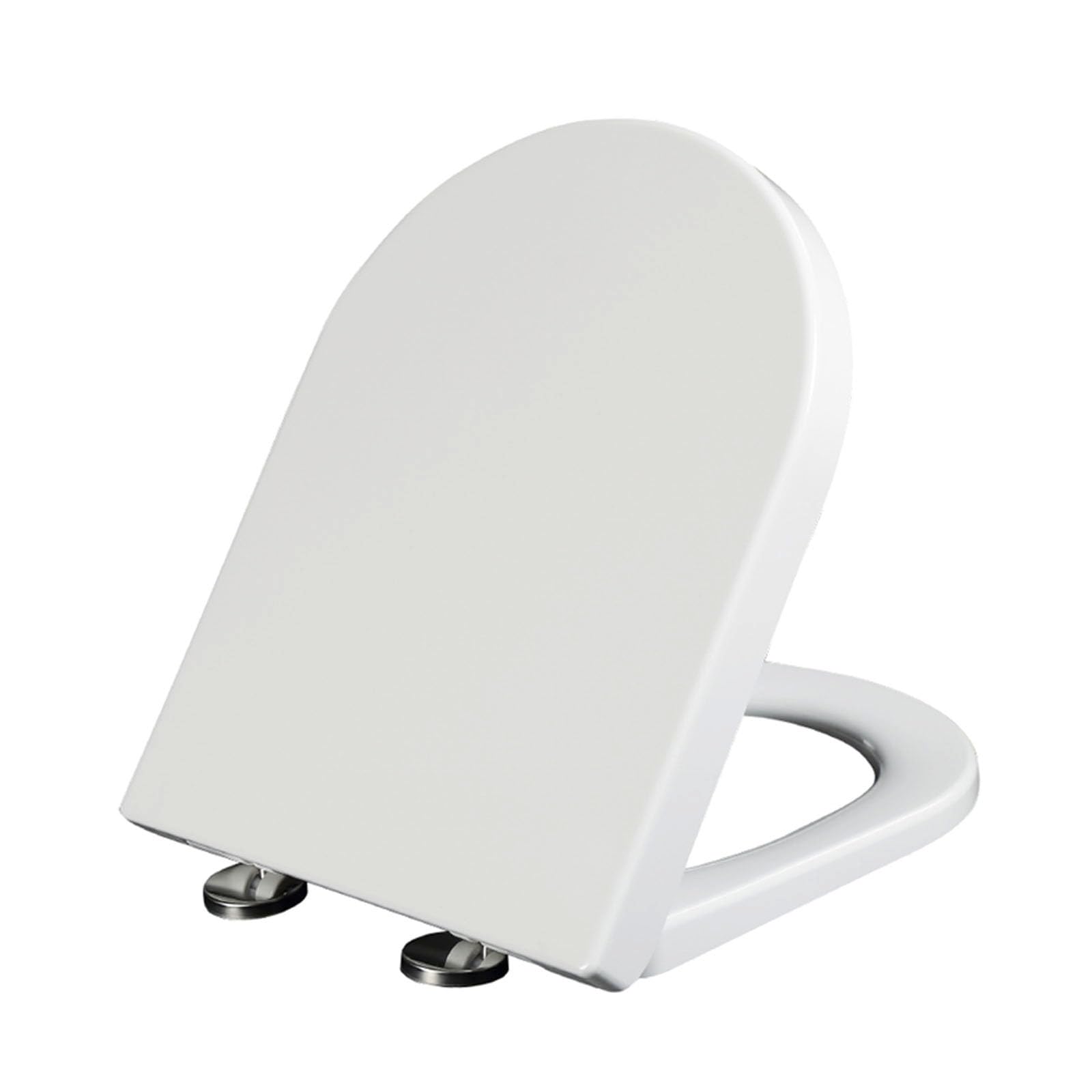 WC-Sitz mit Absenkautomatik, 460 x 360 mm, Schnellverschluss, kein Schlagen, leicht zu reinigen, Befestigung oben, weißer Toilettendeckel, komfortables Badezimmer-Upgrade, langlebiger Ersatzsitz
