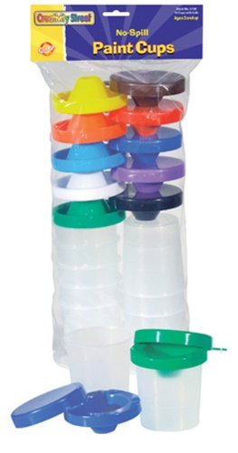 6 Pack CHENILLE KRAFT COMPANY NO SPILL PAINT CUPS 10/PK DUAL LID
