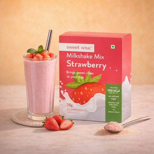 Image of Sweet wise Strawberry Milk shake -125gm| Natural Powder| No refined sugar| No Artificial Preservatives