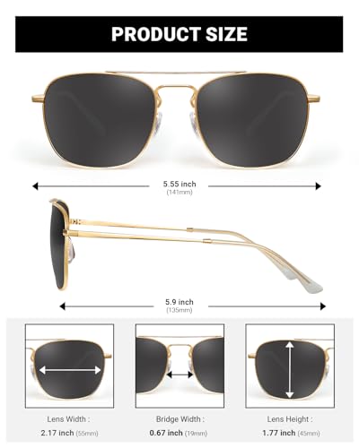 Image of JIM HALO Retro Square Aviator Sunglasses Premium Glass Lens Flat Metal Eyewear Men Women