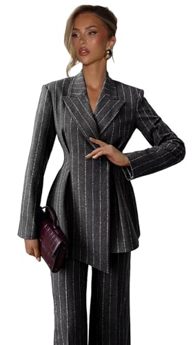 Formal Pants Suit for Women 2 Piece Pinstripe Womens Suit