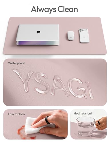 Image of YSAGi Leather Desk Protector, Office Mat, Large Mouse Mat, Non-Slip PU Leather Blotter, Laptop Desk Mat, Waterproof Writing Pad for Office and Home(Grayish Lavender, 40 inch x 24 inch)