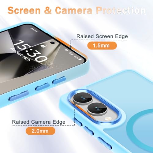 Image of for Samsung Galaxy S25 Edge Case, Matte Magnetic Phone Case with 1 Screen Protector, Support for Magsafe, Translucent Frosted Shockproof Protective Cover for Samsung Galaxy S25 Edge, Light Blue