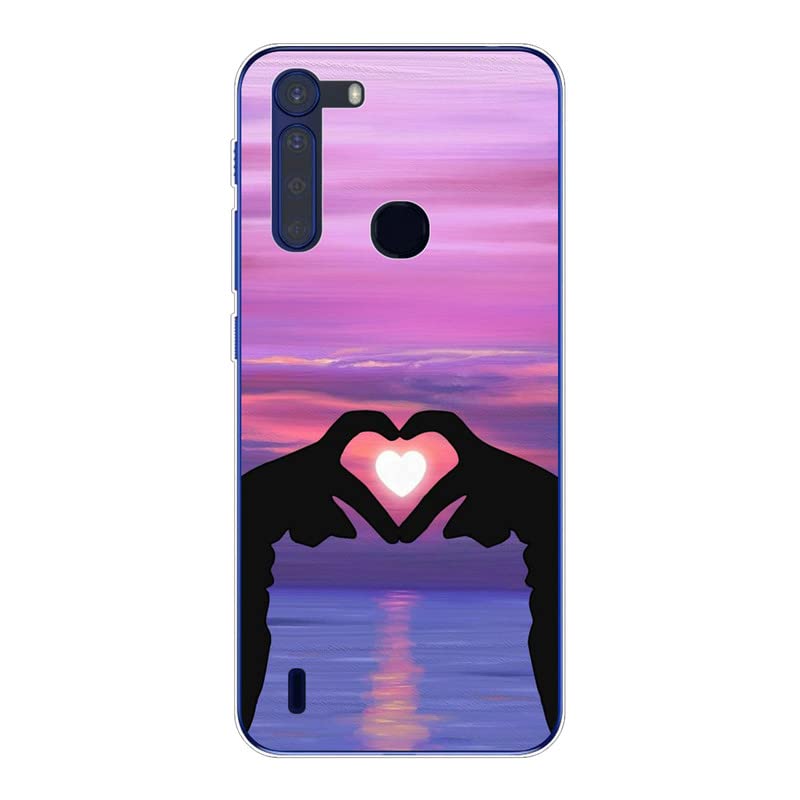 KARTXITAI Funda Silicone Case Compatible con Motorola One Fusion, Carcasa de Silicona Cover, Gel Flexible,Regalo Original - Amor, Cielo, Atardecer, Amor