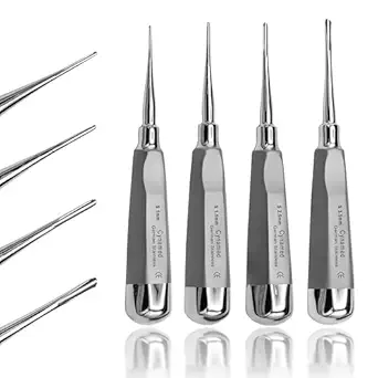 Cynamed Straight Luxating Dental Elevator Set of 4, Stainless Steel, 1.5mm 2mm 3mm 4mm