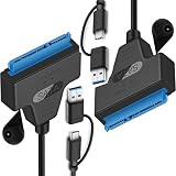GERUI Adapter kabel USB 3.0 do SATA, kabel SATA do USB, adapter 2-w-1 USB C/3.0 do dysków twardych III, kompatybilny z 2,5-calowymi HDD i SSD (2 sztuki)