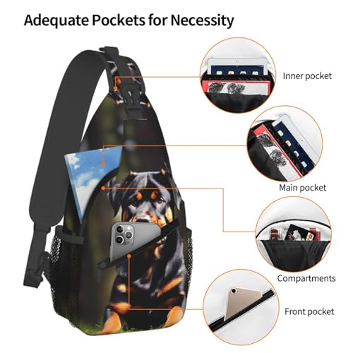 Mochila tipo sling con estampado Rottweiler para senderismo y viaje miniatura 4