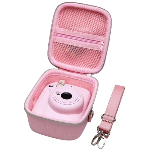 XANAD Hard Case Compatible with Fujifilm Instax Mini 13/12 / 11/10 / 9/8 / 7/7+ / EVO Instant Camera with Shoulder Strap Pink