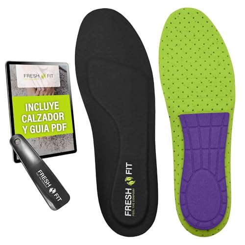 SUPER PACK Plantillas fascitis plantar 3 Capas + Calzador + Guía Cuidado de Pies | Memory Foam + Talonera + Base Perforada | Alivio Dolor de Pies Hombre y Mujer | Fabricadas en España (39 41)