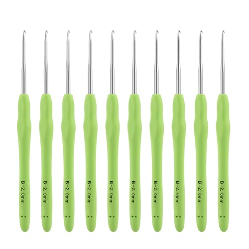 Image of Vodiye 10pcs Crochet Hooks, Professional Extra Long 2mm, Ergonomic Handle, Crochet Needle for Beginners & Experienced Lovers