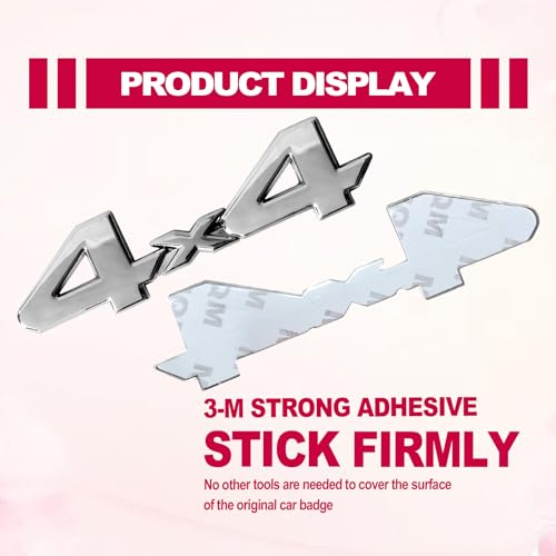 Image of 3D Raised ABS Universal 4x4 Decal Blackout Emblem Sticker Full Coverage 3 /M Adhesive Replacement for Toyota Tundra Tacoma Dodge Ram etc (Silver)