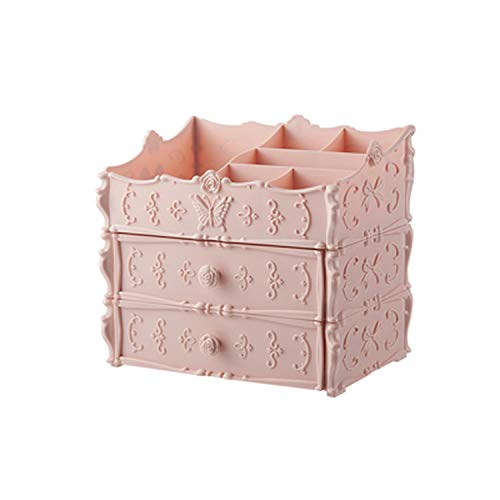 Large Plastic Desktop Cosmetic Jewelry Box Makeup Organizer Storage Boxes Holder Cosmetics brush storage Organizer,The pink layer 2