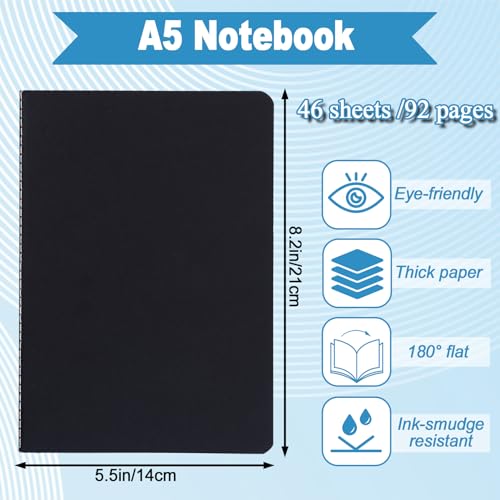 Cuaderno rayado de tapa suave para evitar el peso excesivo libreta A5 kraft negro en pack 2