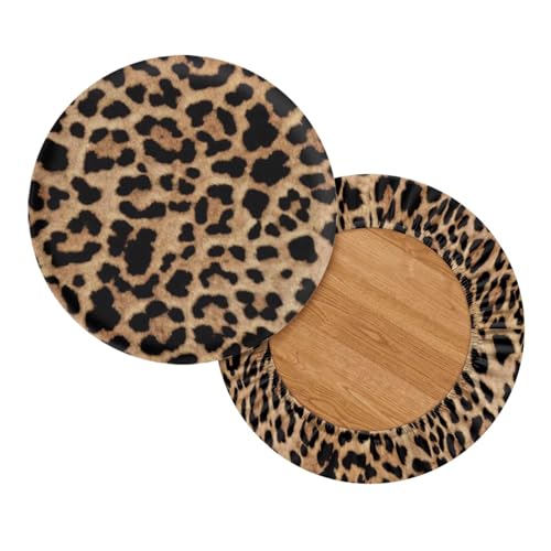 Glenlcwe GLE-CZA23-4-37 Wild Leopard Cheetah Print Stool Covers Round Set Of 2 Polyester Fashion Bar Stool Slipcovers Seat Cushion Elastic Round Non Slip Bar Stool Seat Covers,14-16Inch thumb #1