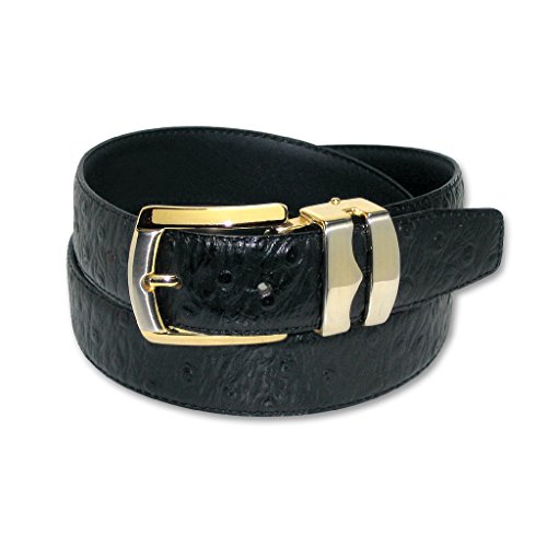 Krisar Enterprises OSTRICH Pattern BLACK Color BONDED Leather Men's Belt Gold-Tone Buckle size 38