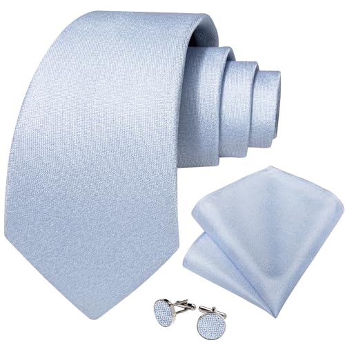 Image of DiBanGu Mens Solid Color Tie and Pocket Square Set Woven Silk Plain Necktie & Handkerchief for Men Wedding Party Formal
