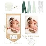 pinkblume 1st Birthday Burlap Photo Banner Garland Handmade Felt from Newborn to 12 Months with Gradient Sage Green Ribbon for Baby Boy Girl Monthly Milestones First Birthday Party Decoration Supplies - Image 3