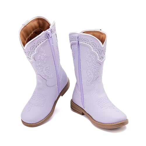 BMCiTYBM Toddler Girl Boy Cowboy Cowgirl Boots Little Kids Square Toe Western Boots Mid Calf Side Zipper Riding Shoes for All Seasons4