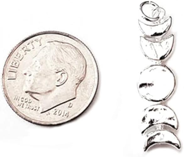 Sterling Silver Tiny Moon Phase Charm Necklace, 18" - Image 5