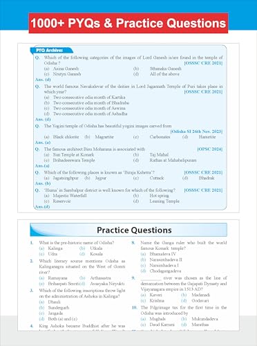 Image of Glorious Odisha General Knowledge / Studies for OPSC, OSSC and other Competitive Exams 3rd Edition | 4 Color Pluck Out Chart | PYQs & Practice Questions