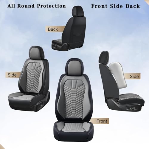 Image of Coverado Car Seat Covers, Front Seat Cover, Waterproof Nappa Leather Seat Covers for Cars, 2 Pack Car Seat Protectors Driver Seat Cover, Automotive Seat Covers Universal Fit for Most Cars, Black&Gray