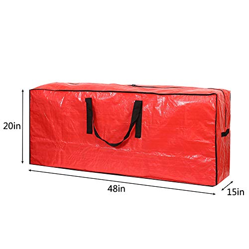 Sattiyrch Christmas Tree Storage Bag - Fits Up to 7.5 ft Holiday Xmas Disassembled Trees with Durable Reinforced Handles & Dual Zipper - Waterproof Material Protects from Dust,Moisture(Red) - Image 4