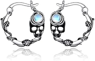 Sterling Silver Hoop Earrings Dragonfly/Dolphin/Skull/Snake/Feather Moonstone Jewellery Birthday Valentines Mothers Day Gifts for Mum Women