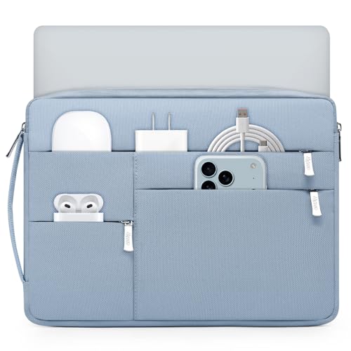 HYZUO 13,3-14 Pulgadas Funda Ordenador Portátil para MacBook Pro 14 M5-M1, MacBook Air/Pro 13, 13,8-13,5 Surface Laptop/Book, Bolsa Protectora para 13' HP Dell Lenovo ThinkPad Asu Samsung, Azul Pálido