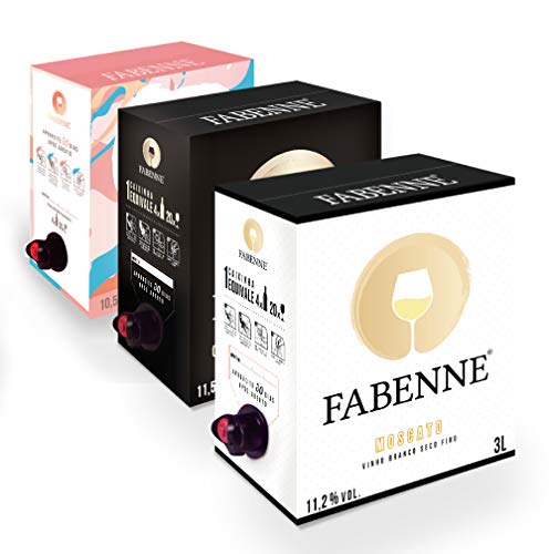 Fabenne Kit 1 Unidade Vinho Tinto Cabernet Sauvignon, 1 Unidade Vinho Branco Moscato e 1 Unidade Vin