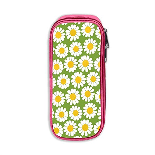 Preisvergleich Produktbild Grünes Gänseblümchen-Mäppchen mit großem Fassungsvermögen, für Schüler, Schreibwaren, Aufbewahrungstasche, Kosmetiktasche
