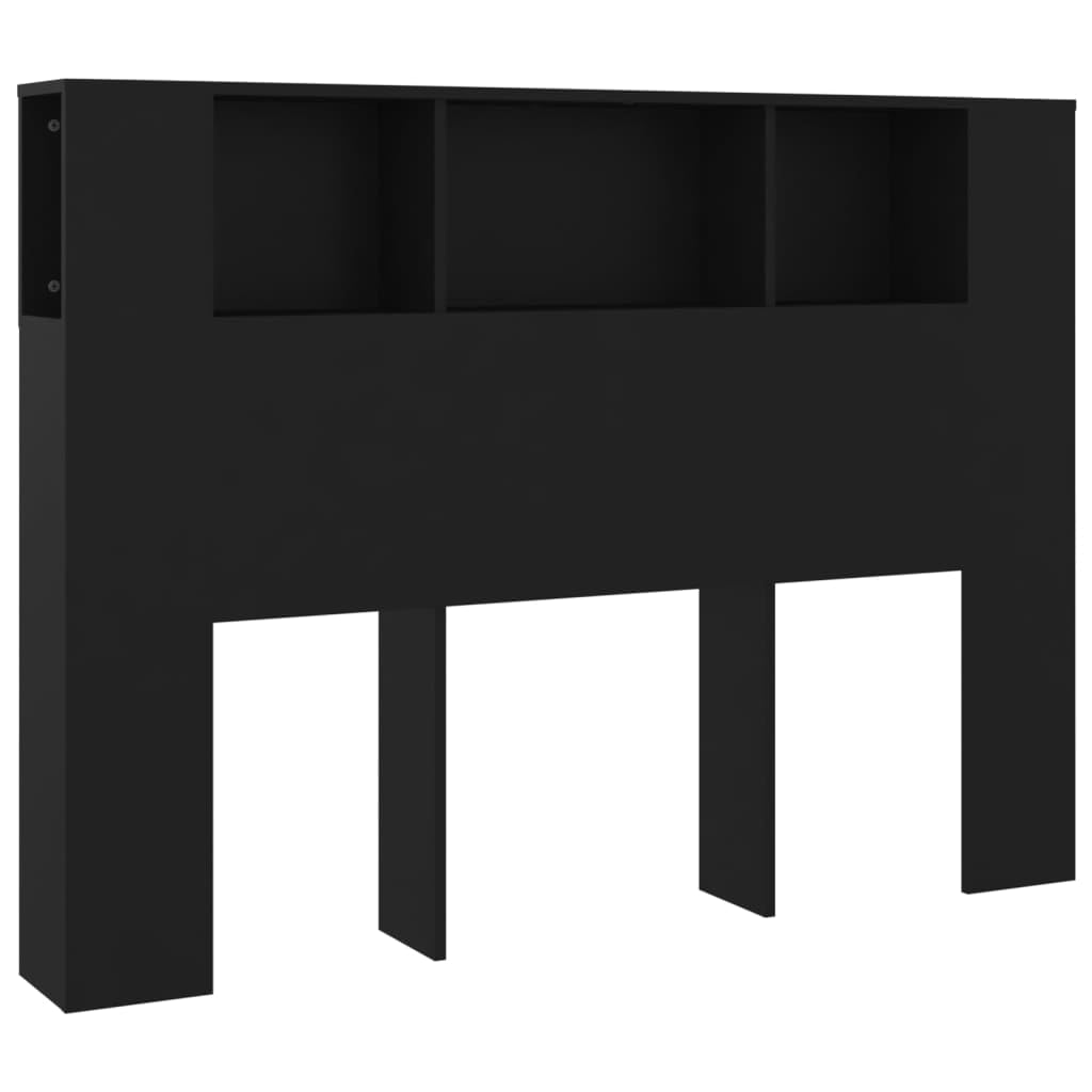 vidaXL Mueble Cabecero Armario de Cama con Almacenaje Pared Dormitorio Estantería Habitación Libros Decoraciones Negro 140x18,5x104,5 cm