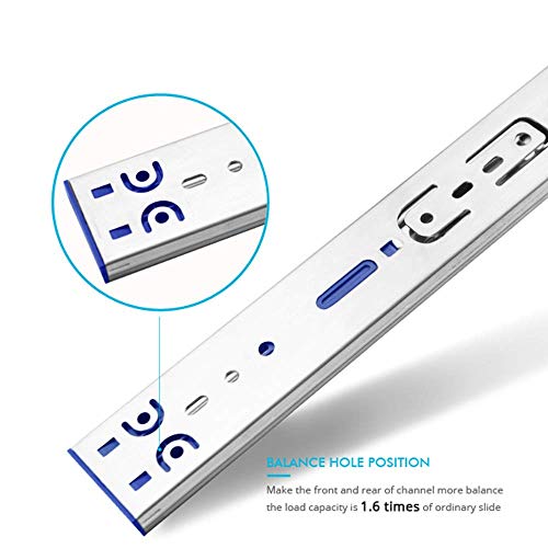 Tobinice DT-22-10 Pairs Of 22 Inch Hardware 3-Section Soft Close Full Extension Ball Bearing Side Mount Drawer Slides,100 Lb Capacity Drawer Slide thumb #2