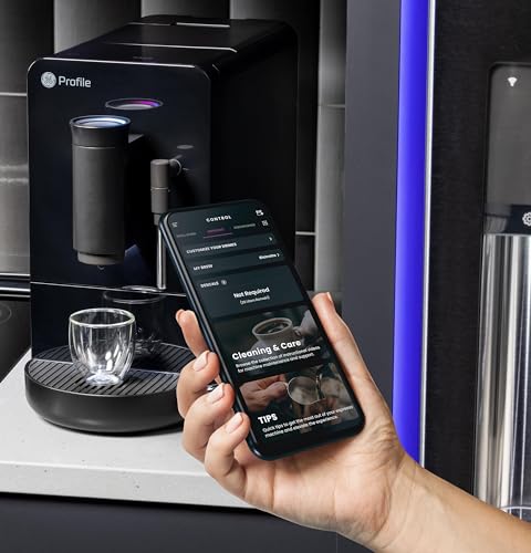 Image of Profile GE Automatic Espresso Machine + Milk Frother | Brew in 90 Seconds | 20 Bar Pump Pressure for Balanced Extraction | Five Adjustable Grind Size Levels | WiFi Connected for Customization | Black