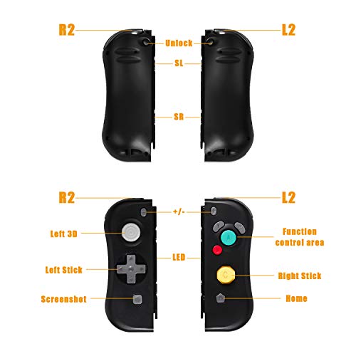 Wireless Joy-Con for Nintendo Switch, SADES C800 Joy Con (L-R) Wireless Controller Compatible with Nintendo Switch Console Switch Remote Controller Gamepad - Black