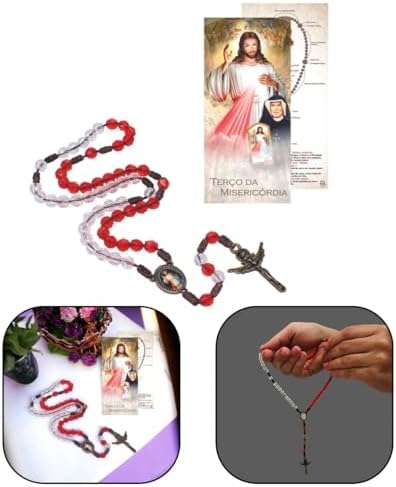 Terço Da Misericórdia Acrílico com Folheto De Oração