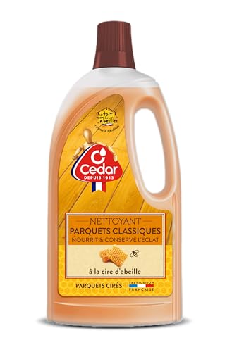 O'Cedar - Nettoyant Parquets Classiques - Nourrit & Conserve L'éclat - Cire d'Abeille - Parquets Stratifiés, Vitrifiés & Cirés - Fabriqué En France - 1L