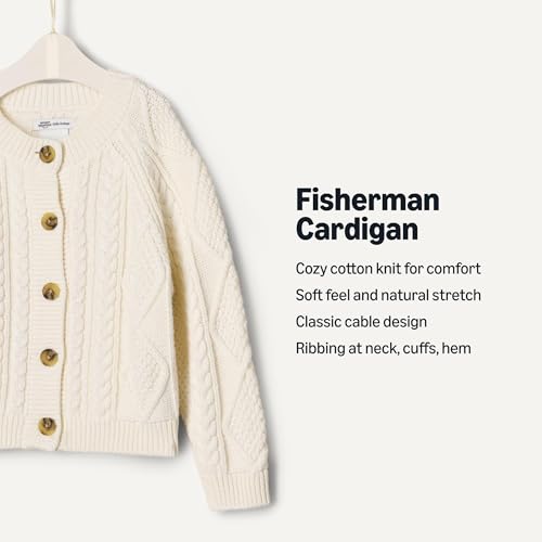 Image of Amazon Essentials x Sofia Grainge Unisex Toddlers and Babies' Cable Knit Cotton Fisherman Cardigan Sweater