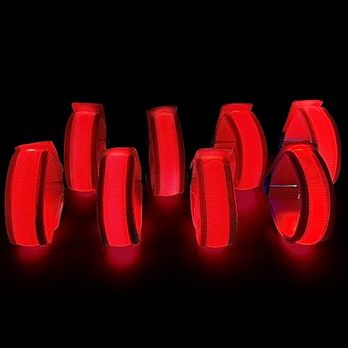 SZJMAO 8 Pack LED Bracelets Light Up Wristbands Glow Flashing Wristbands Glow in The Dark Party Supplies for Party Festivals Sports Camping Night Events (Red)